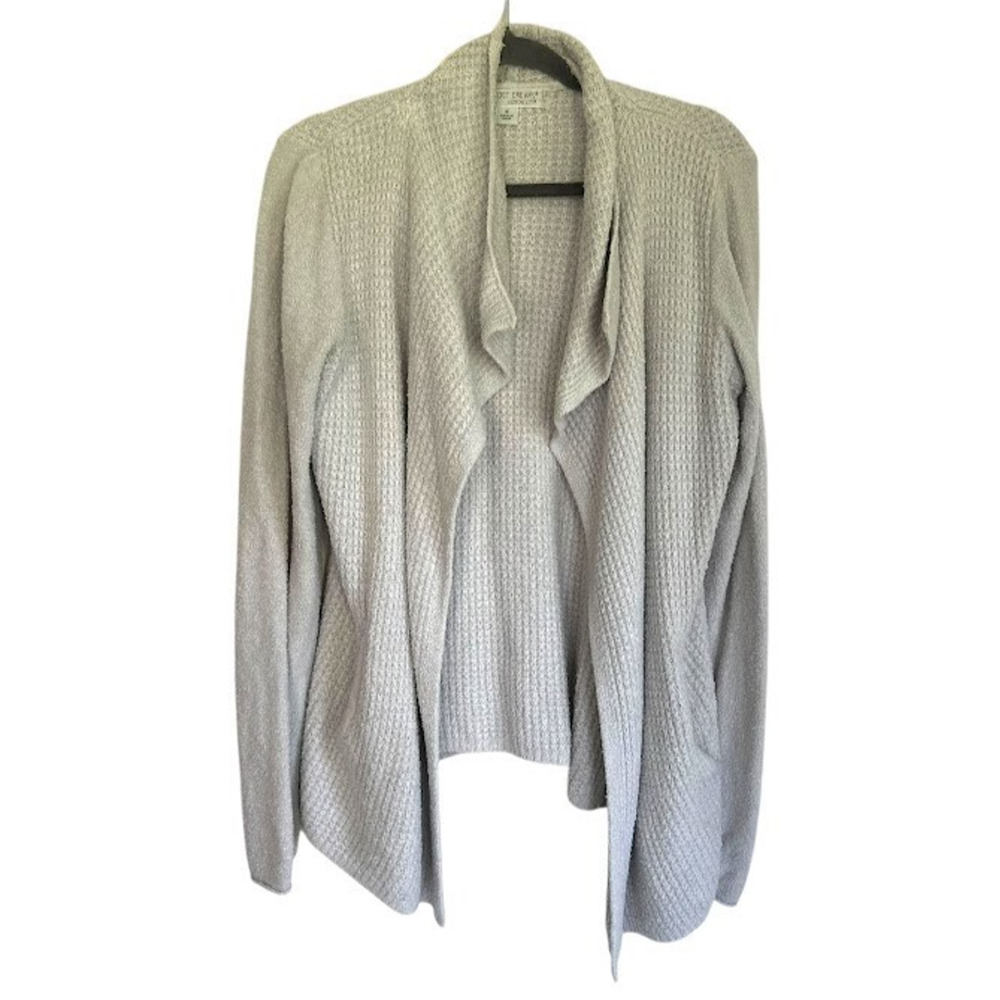 Barefoot Dreams Cozychic Lite Montecito Cardigan Pocket Size Medium Grey Sweater